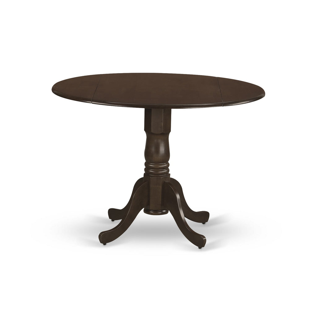 East West Furniture DLT-ESP-TP Dublin Modern Kitchen Table - a Round Dining Table Top with Dropleaf & Pedestal Base