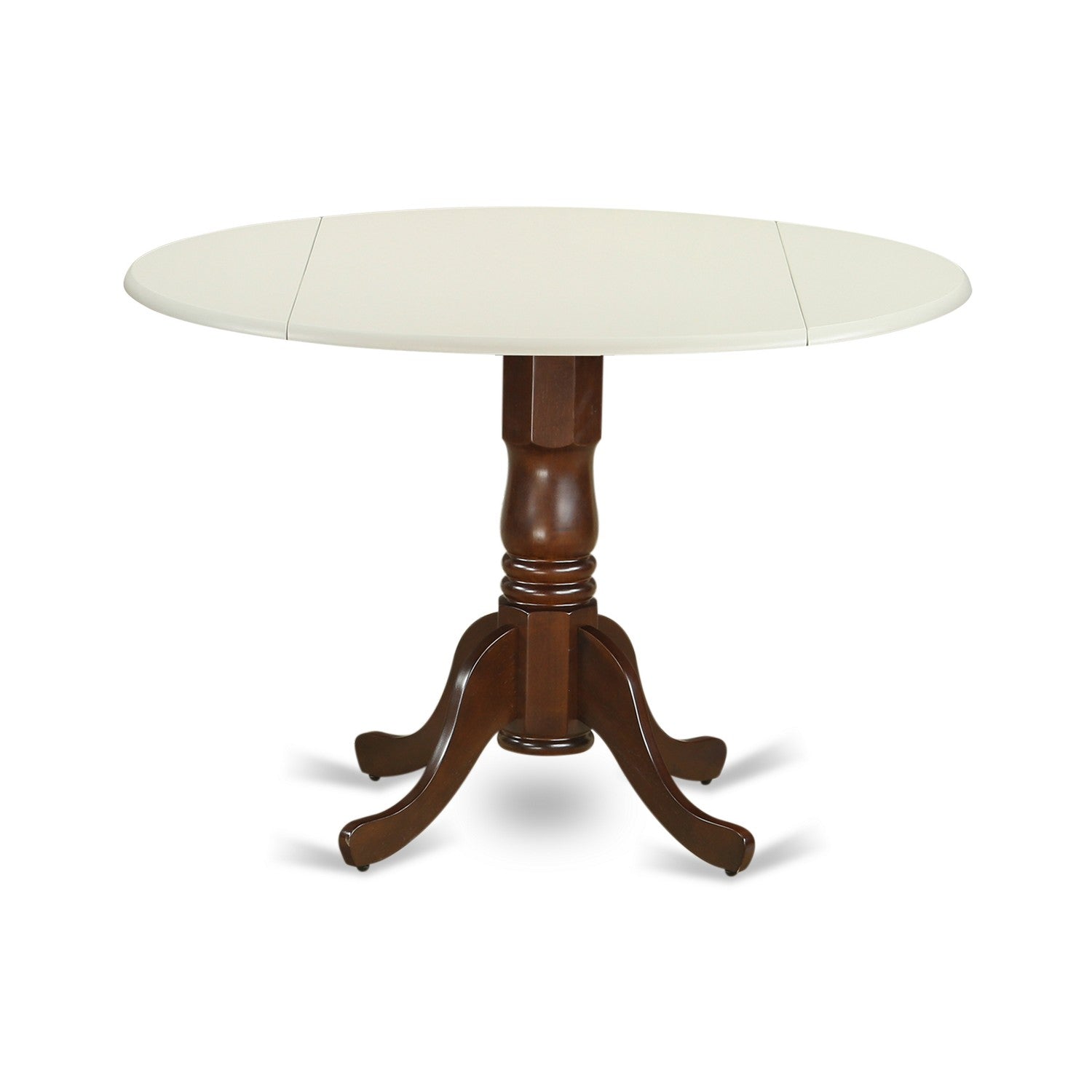 Mesa de cocina moderna Dublin DLT-LMA-TP de East West Furniture: mesa de comedor redonda con tablero abatible y base de pedestal
