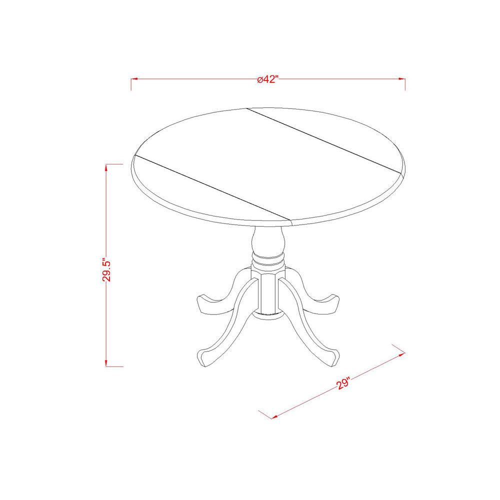 East West Furniture DLT-LMA-TP Dublin Modern Kitchen Table - a Round Dining Table Top with Dropleaf & Pedestal Base, 42x42 Inch, Linen White & Mahogany