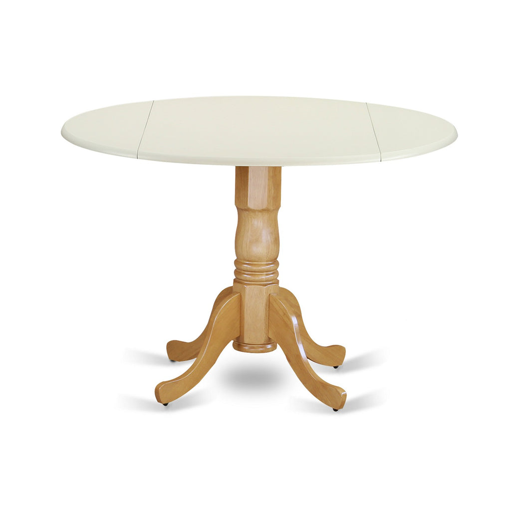 East West Furniture DLT-LOK-TP Dublin Kitchen Table - a Round Dining Table Top with Dropleaf & Pedestal Base