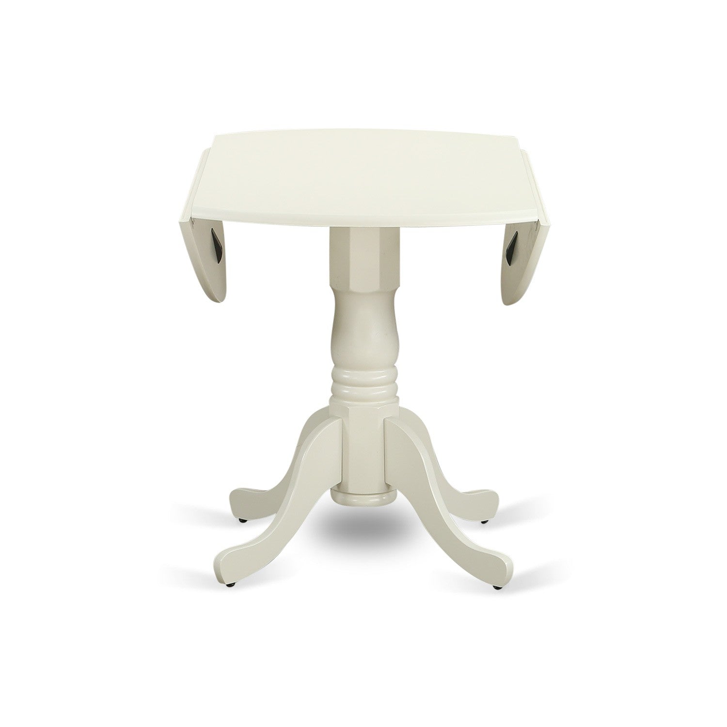 East West Furniture DLFL5-WHI-01 5-Piece Round Dinette Set Included a Round Living Room Table & 4 Fabric Kitchen Chairs, Cream Linen Fabric Parson Chairs Seat & Rubber Wood Legs, Linen White Finish