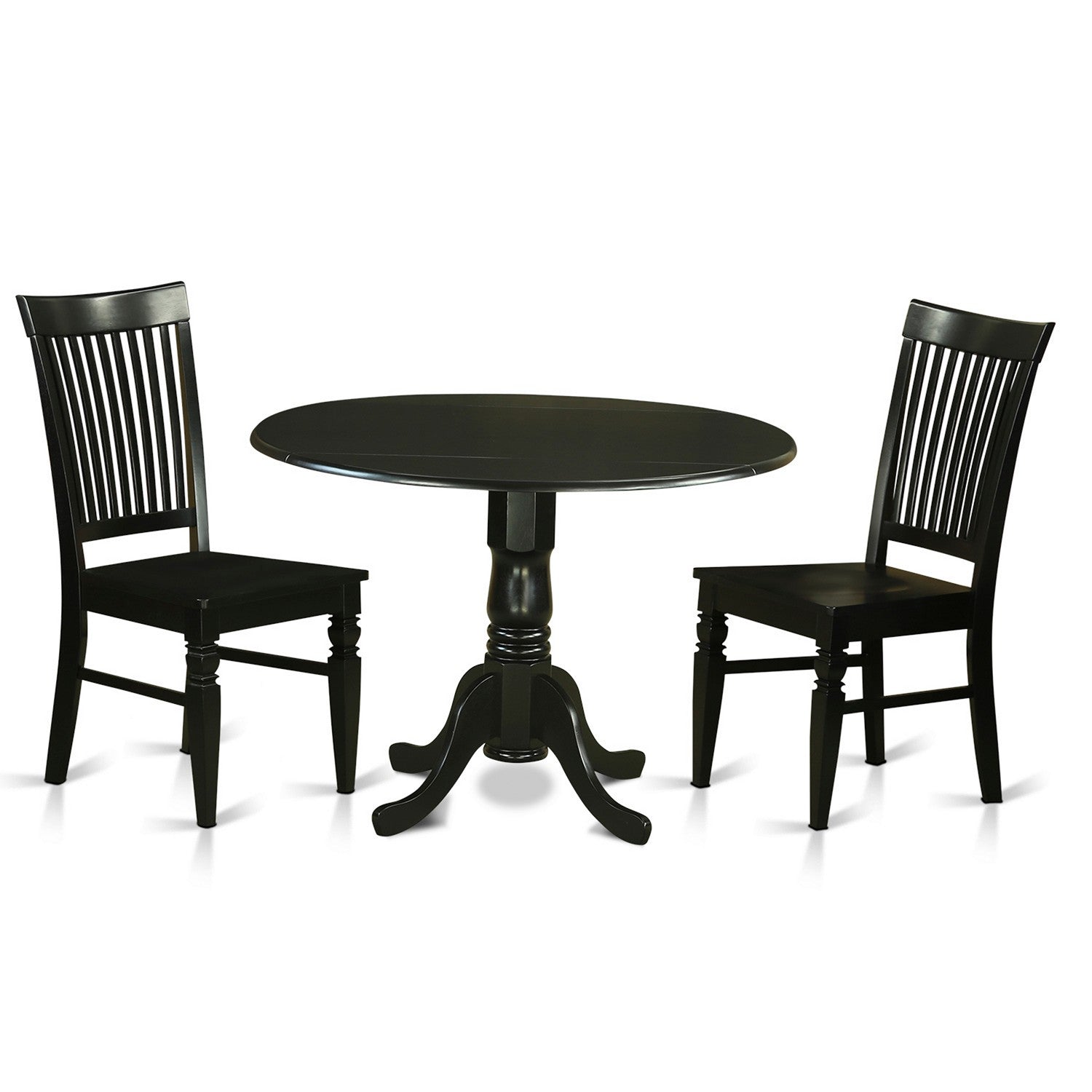 DLWE3-BLK-W 3 PC Table set-Dinette Table and 2 Dining Chairs