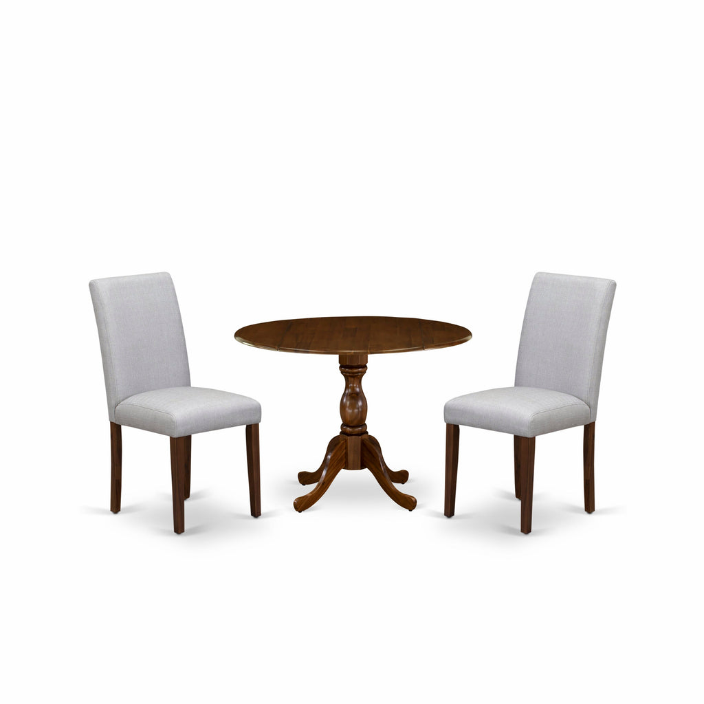 Juego de comedor East West Furniture DMAB5-AWA-05 de 5 piezas: mesa redonda de 42 pulgadas y 4 sillas Parson, color nogal antiguo.