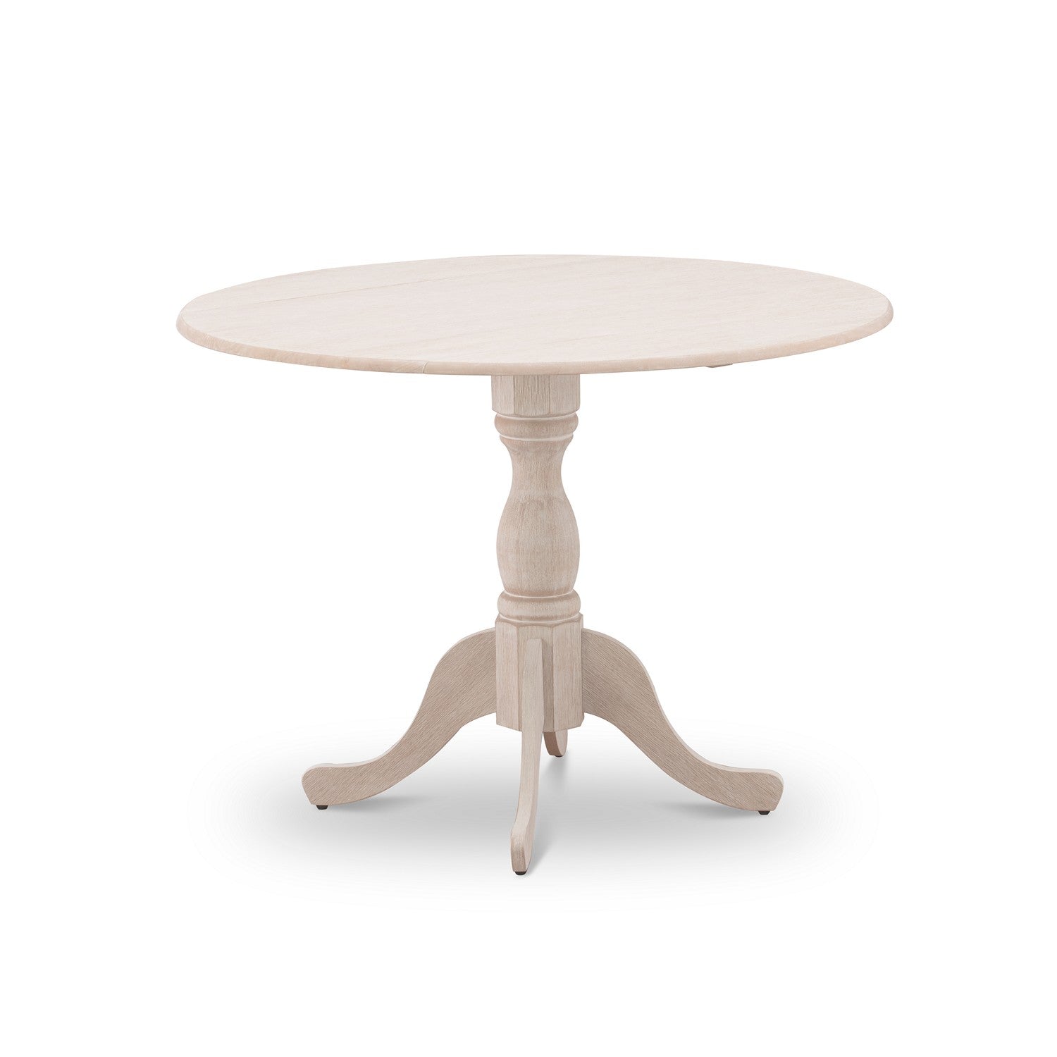 East West Furniture DMT-ABC-TP Round small table Linen White Color Drops Leave Table Top Surface and Asian Wood small dining table Pedestal Legs -Black Finish
