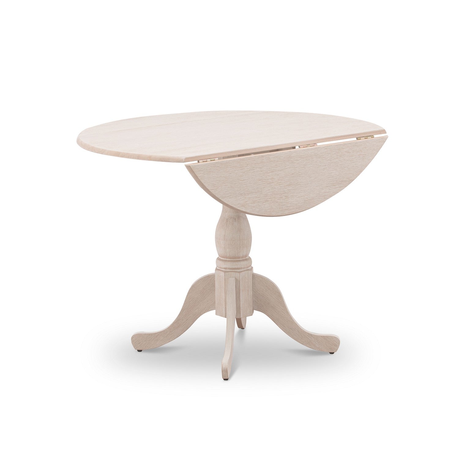 East West Furniture DMT-ABC-TP Round small table Linen White Color Drops Leave Table Top Surface and Asian Wood small dining table Pedestal Legs -Black Finish