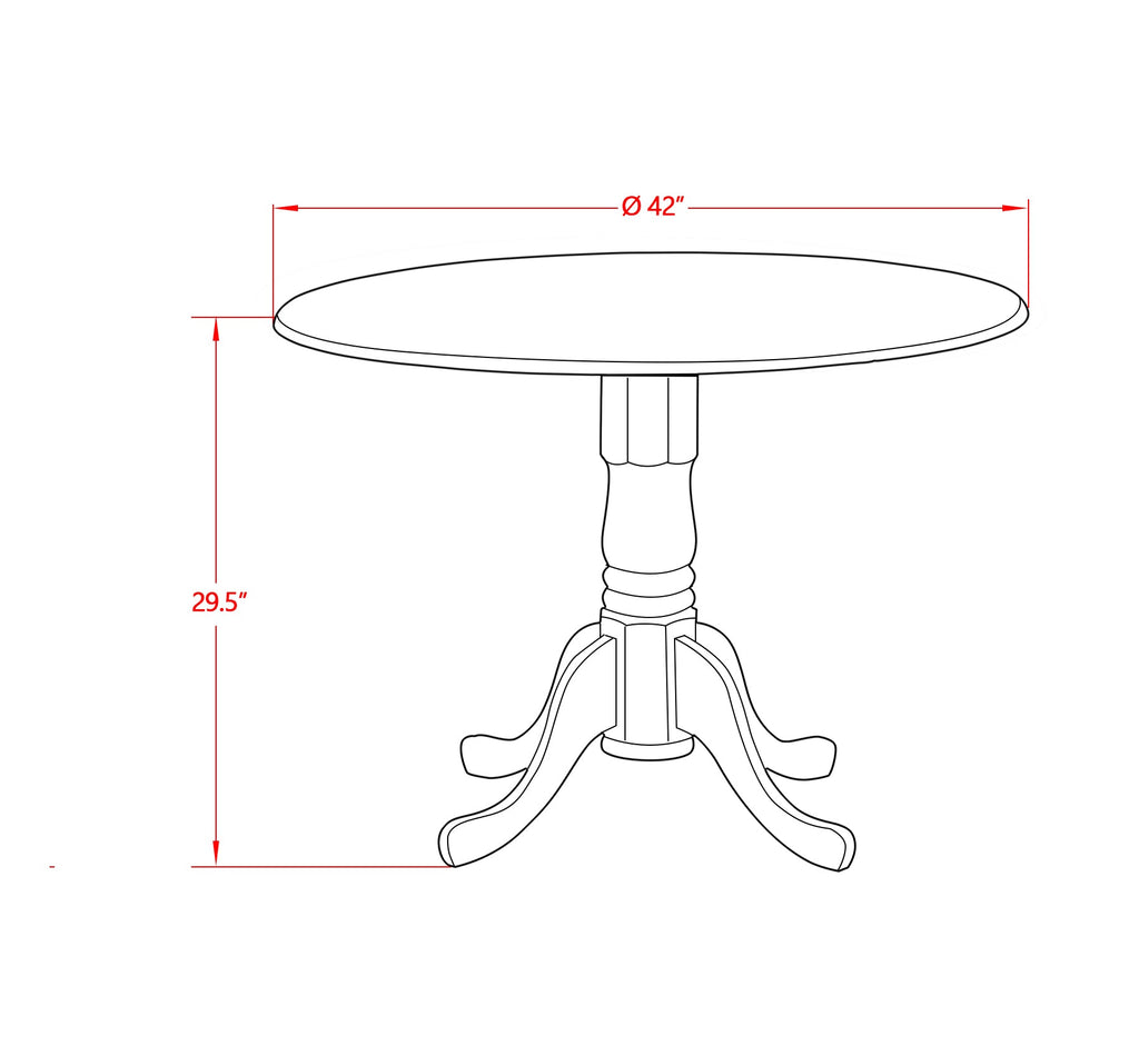 East West Furniture DMT-ABC-TP Dublin Kitchen Dining Table - a Round Wooden Table Top with Dropleaf & Pedestal Base, 42x42 Inch, Wirebrushed Buttercream