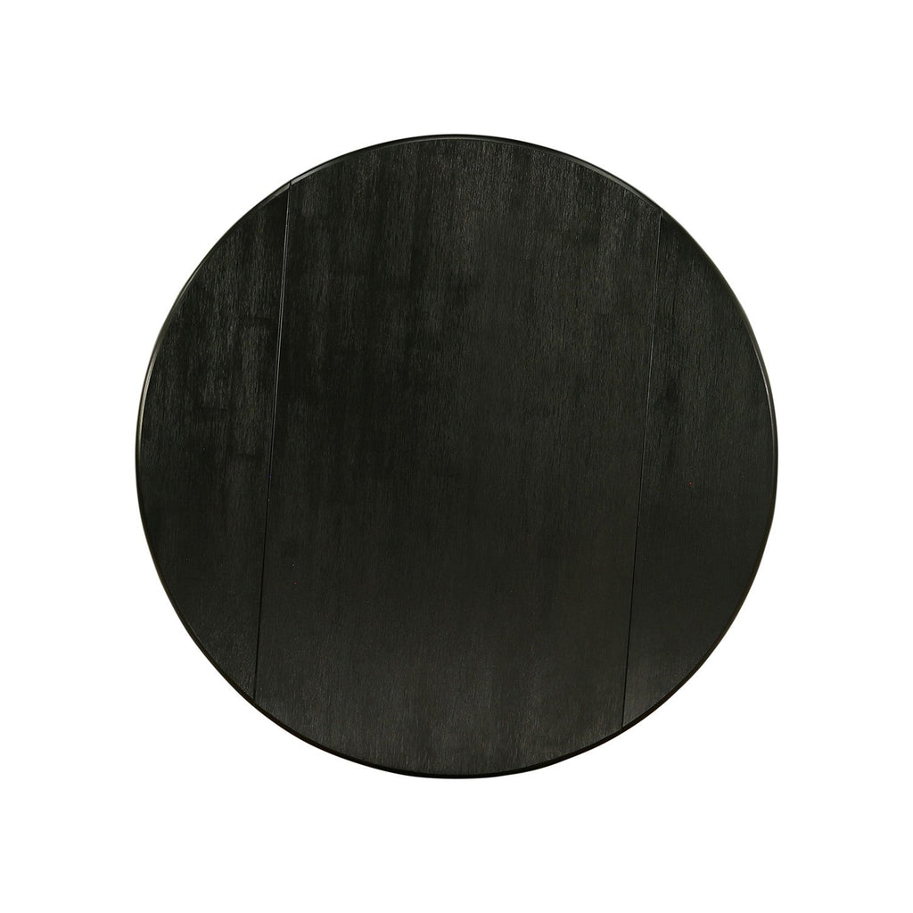 Juego de mesa y sillas de cocina de 5 piezas DMVA5-BLK-C de East West Furniture. Incluye una mesa de comedor redonda con alas abatibles y 4 sillas de comedor tapizadas en tela de lino.