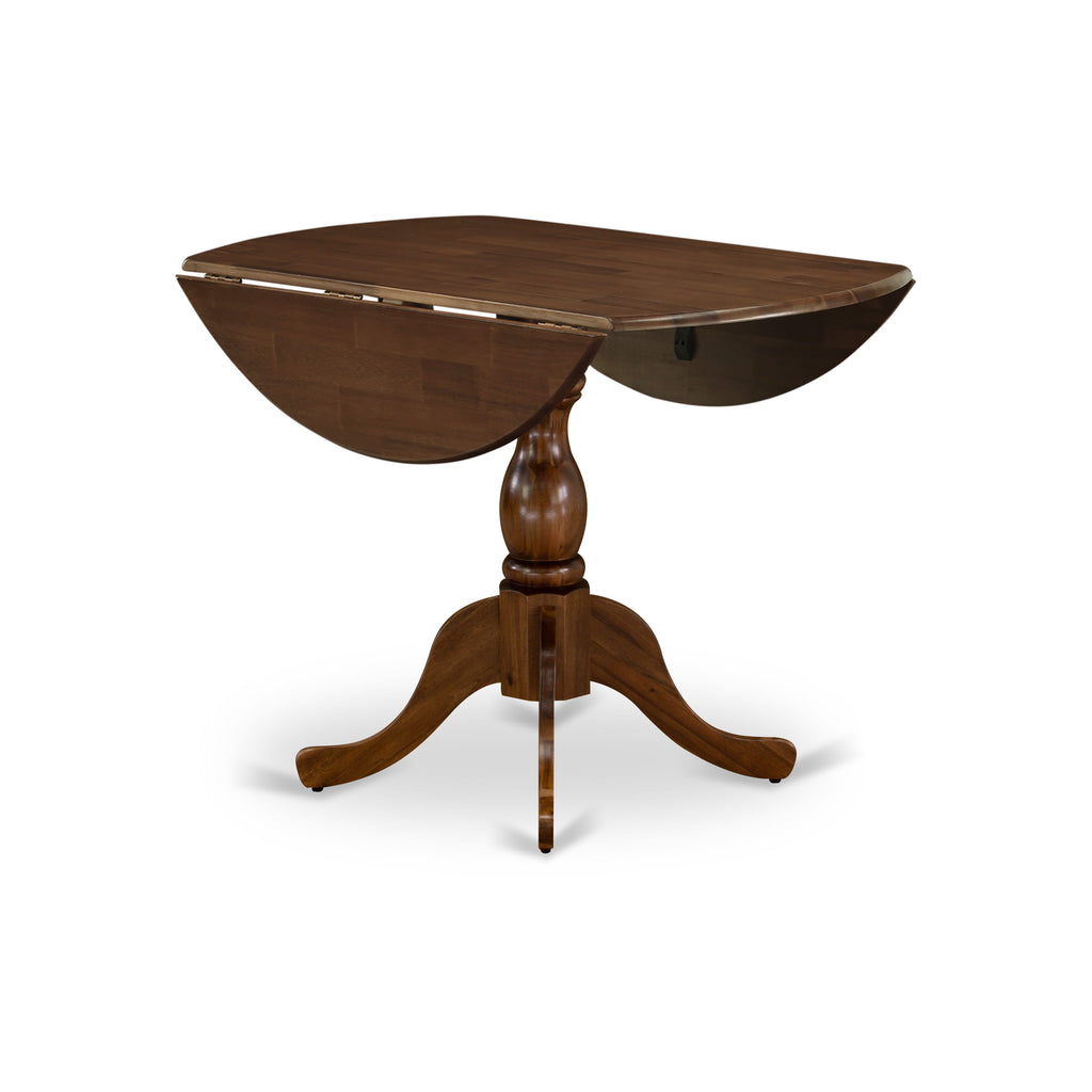 Juego de comedor de 5 piezas DMEL5-AWA-05 de East West Furniture: mesa redonda de 42 pulgadas y 4 sillas Parson, color nogal antiguo.