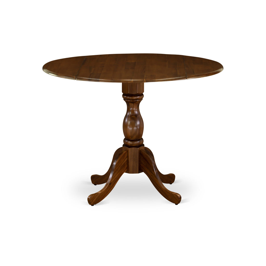 East West Furniture DMSI5-AWA-04 5Pc Kitchen Table Set - 42" Round Table and 4 Parson Chairs - Antique Walnut Color