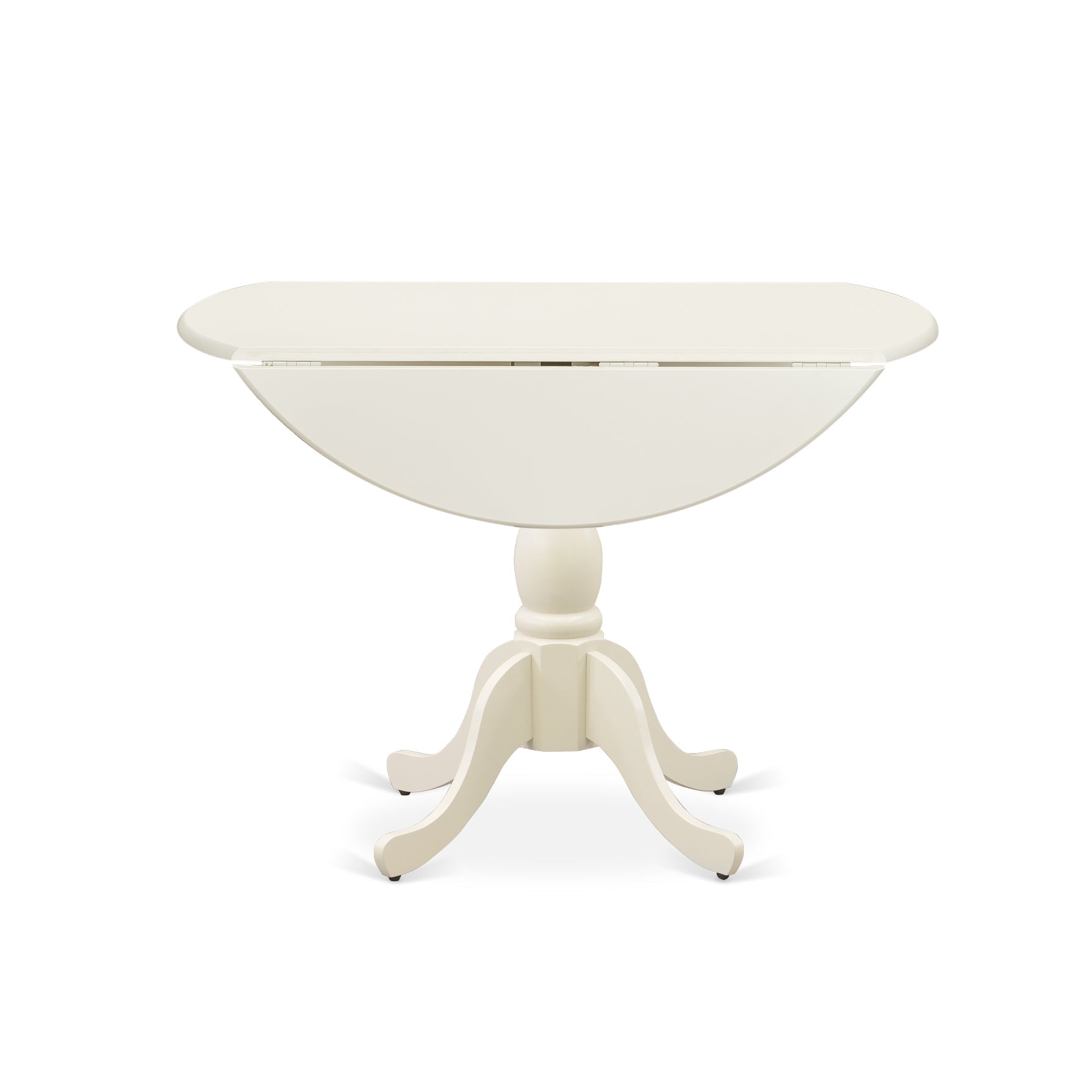 Juego de comedor de 3 piezas DMGA3-LWH-35 de East West Furniture para espacios pequeños. Incluye una mesa de comedor redonda con alas abatibles y dos sillas de comedor Parsons de tela de lino y piel de venado.