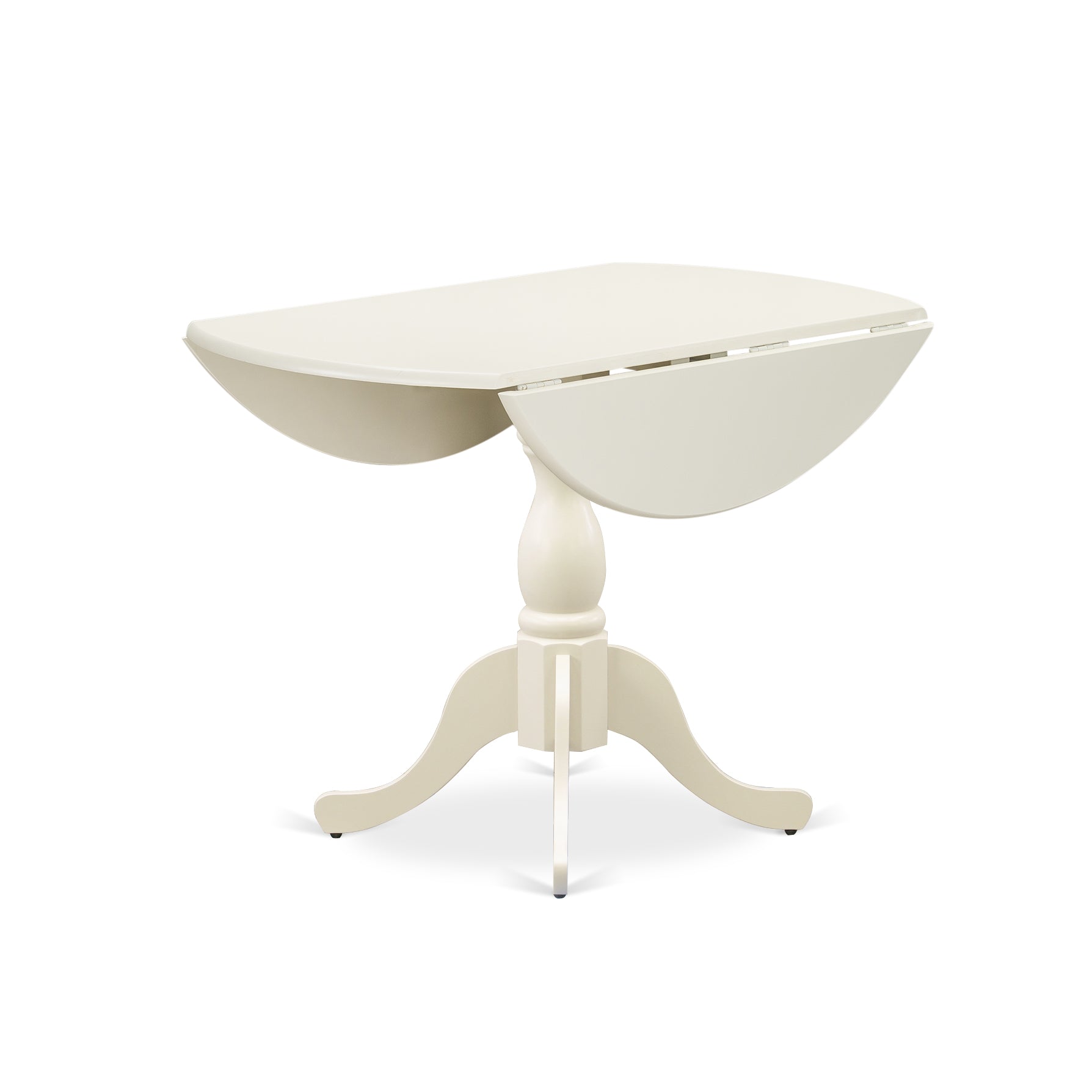 EAST WEST FURNITURE - DMVA3-LWH-C - 3-Piece Modern Dining Table Set- 2 Mid Century Dining Chairs with Linen Fabric Seat and Slatted Chair Back - Dropleaf Dining Table - linen white Finish