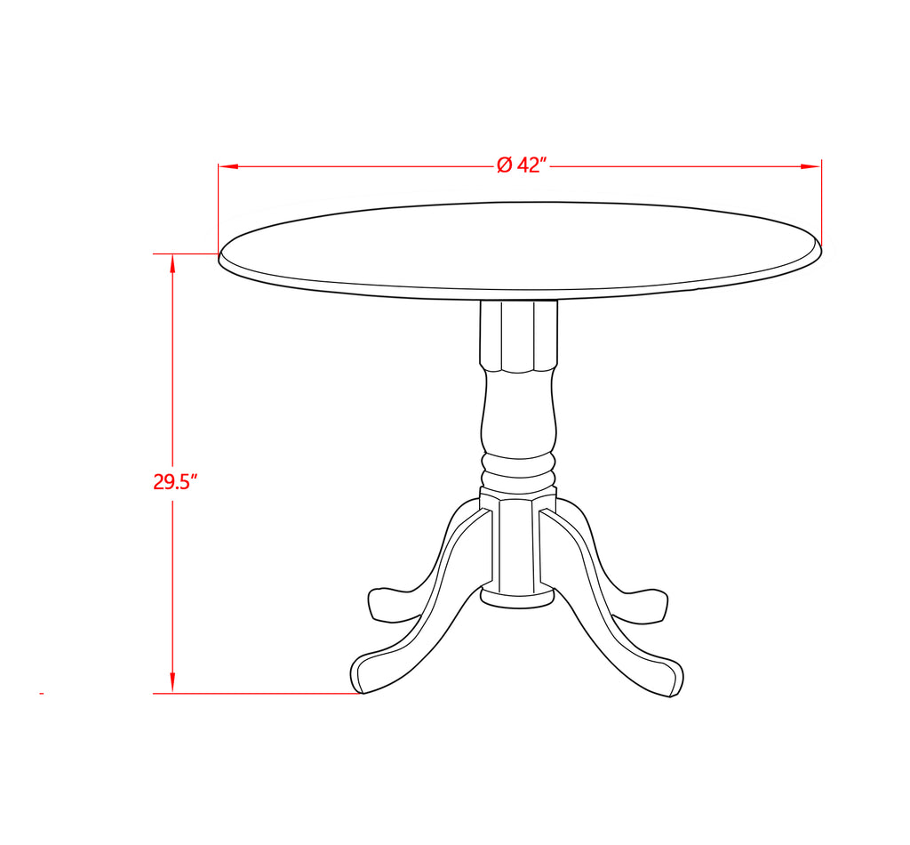 East West Furniture DMBO3-OAK-W 3 Piece Kitchen Table Set for Small Spaces Contains a Round Dining Room Table with Dropleaf and 2 Solid Wood Seat Chairs, 42x42 Inch, Oak