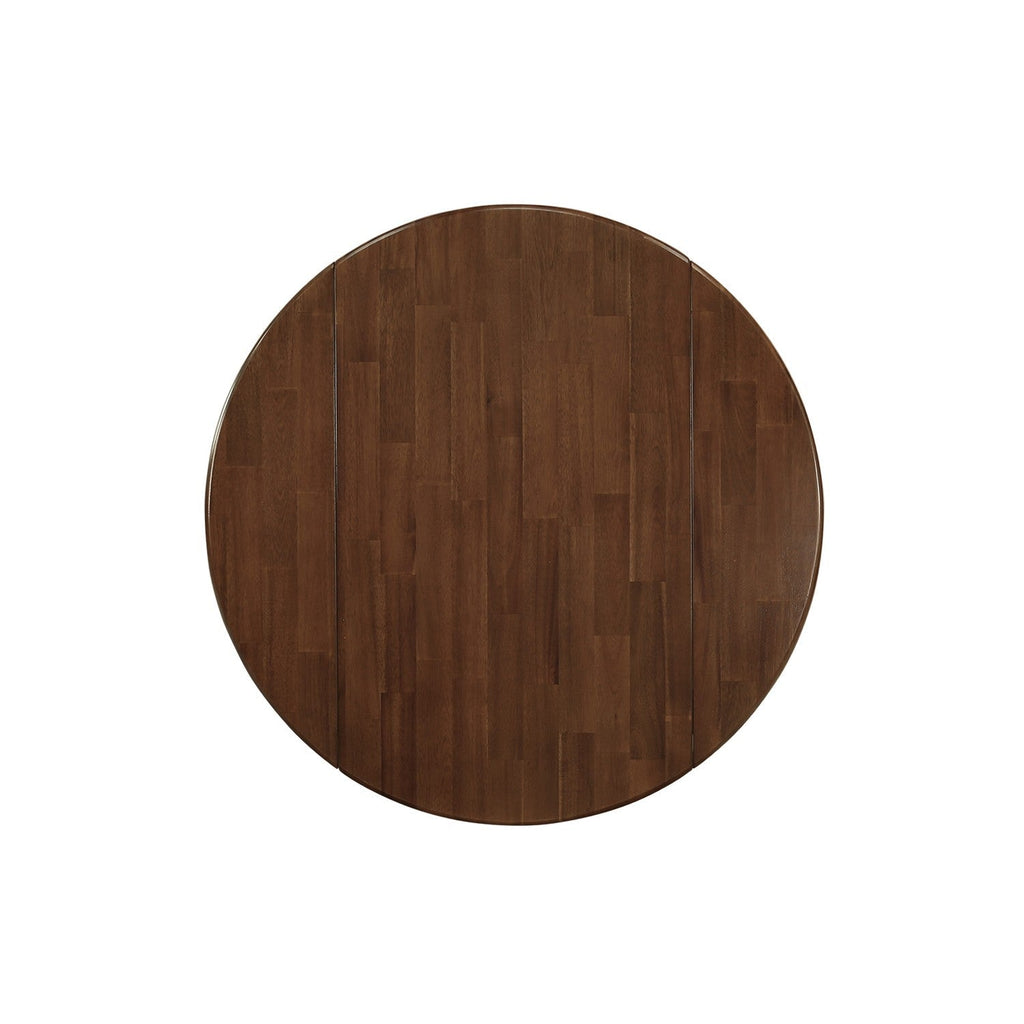 East West Furniture DMT-WBK-TP Dublin Dining Room Table - a Round kitchen Table Top with Dropleaf & Pedestal Base, 42x42 Inch, Walnut & Black