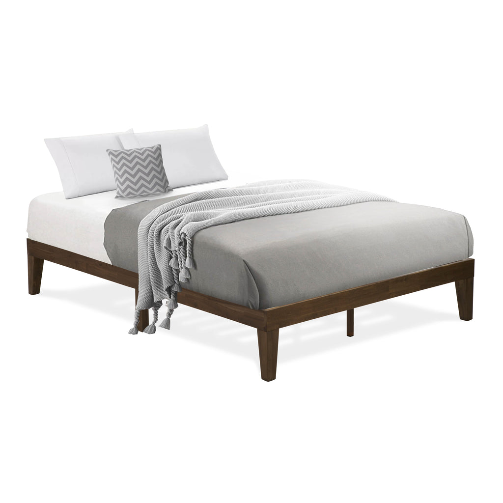 East West Furniture DNP-22-F Full Size Platform Bed with 4 Solid Wood Legs and 2 Extra Center Legs - Walnut Finish