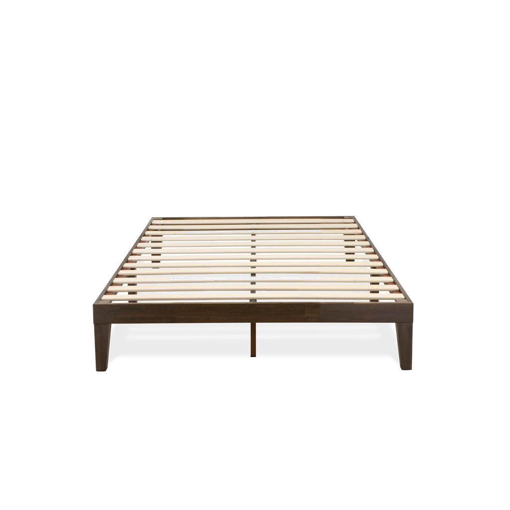 East West Furniture DNP-22-F Full Size Platform Bed with 4 Solid Wood Legs and 2 Extra Center Legs - Walnut Finish