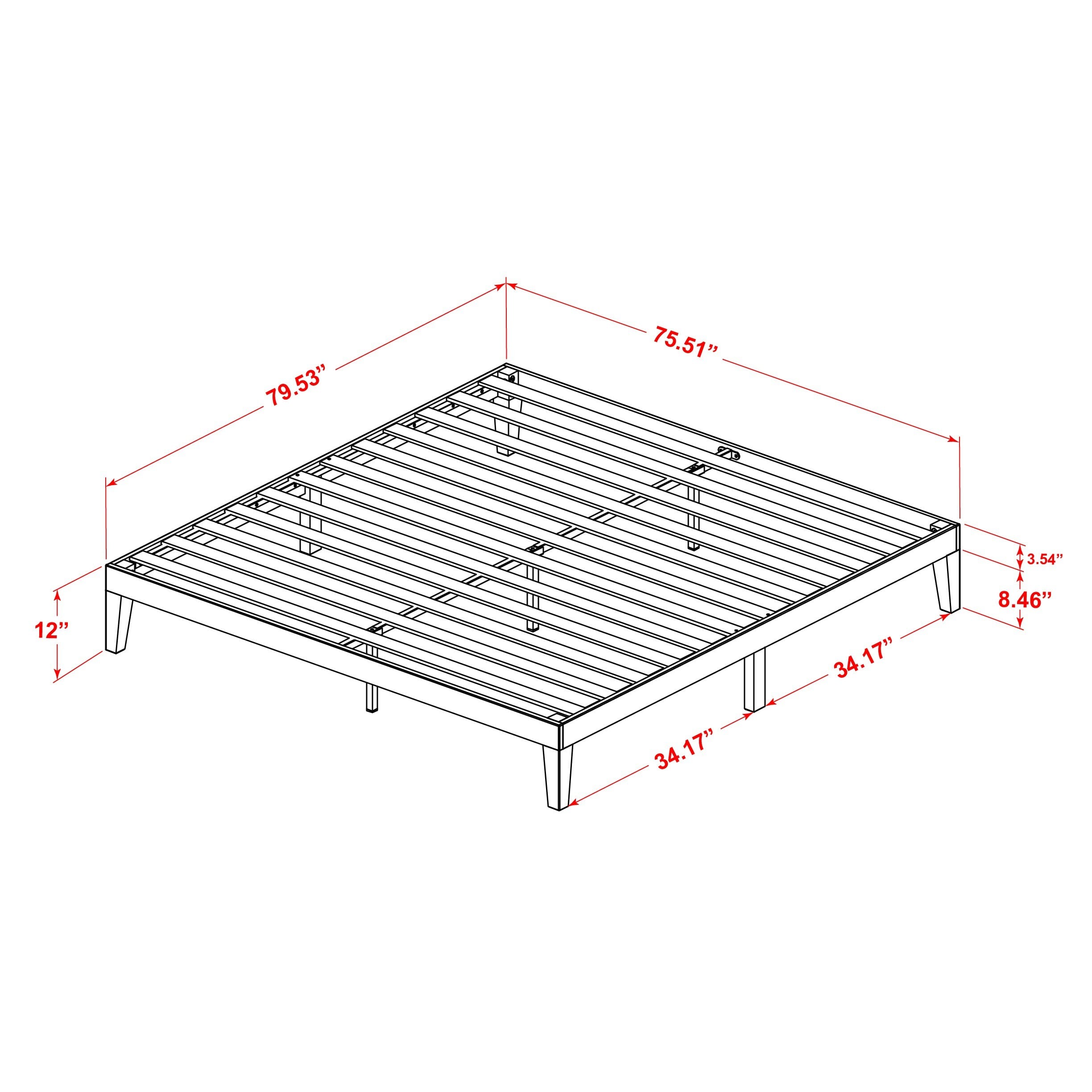 Cama tamaño king East West Furniture DNP-22-K con plataforma, 4 patas de madera maciza y 2 patas centrales adicionales, acabado nogal