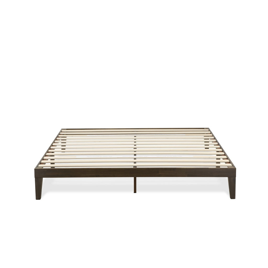 East West Furniture DNP-22-K King Size Platform Bed with 4 Solid Wood Legs and 2 Extra Center Legs - Walnut Finish