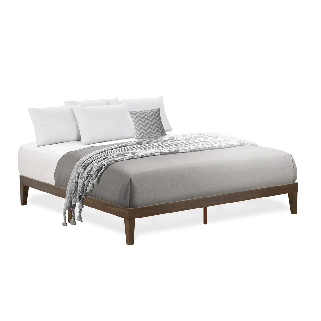 Cama tamaño king East West Furniture DNP-22-K con plataforma, 4 patas de madera maciza y 2 patas centrales adicionales, acabado nogal