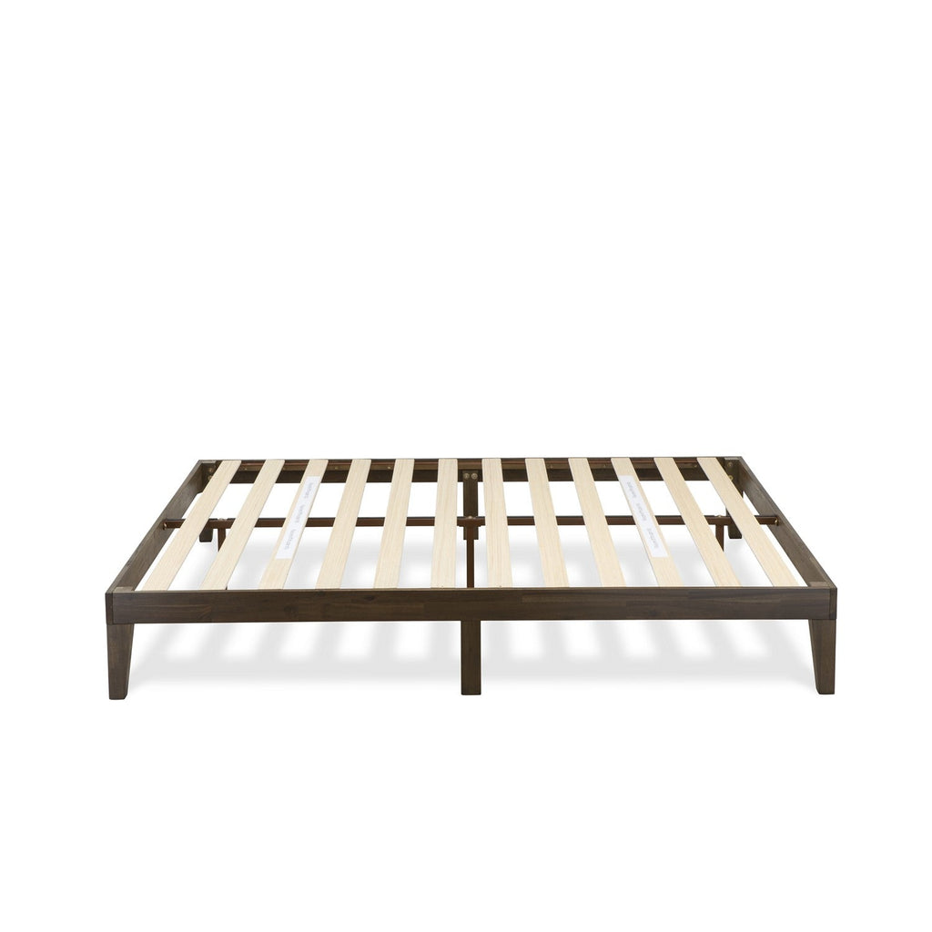 Cama tamaño king East West Furniture DNP-22-K con plataforma, 4 patas de madera maciza y 2 patas centrales adicionales, acabado nogal
