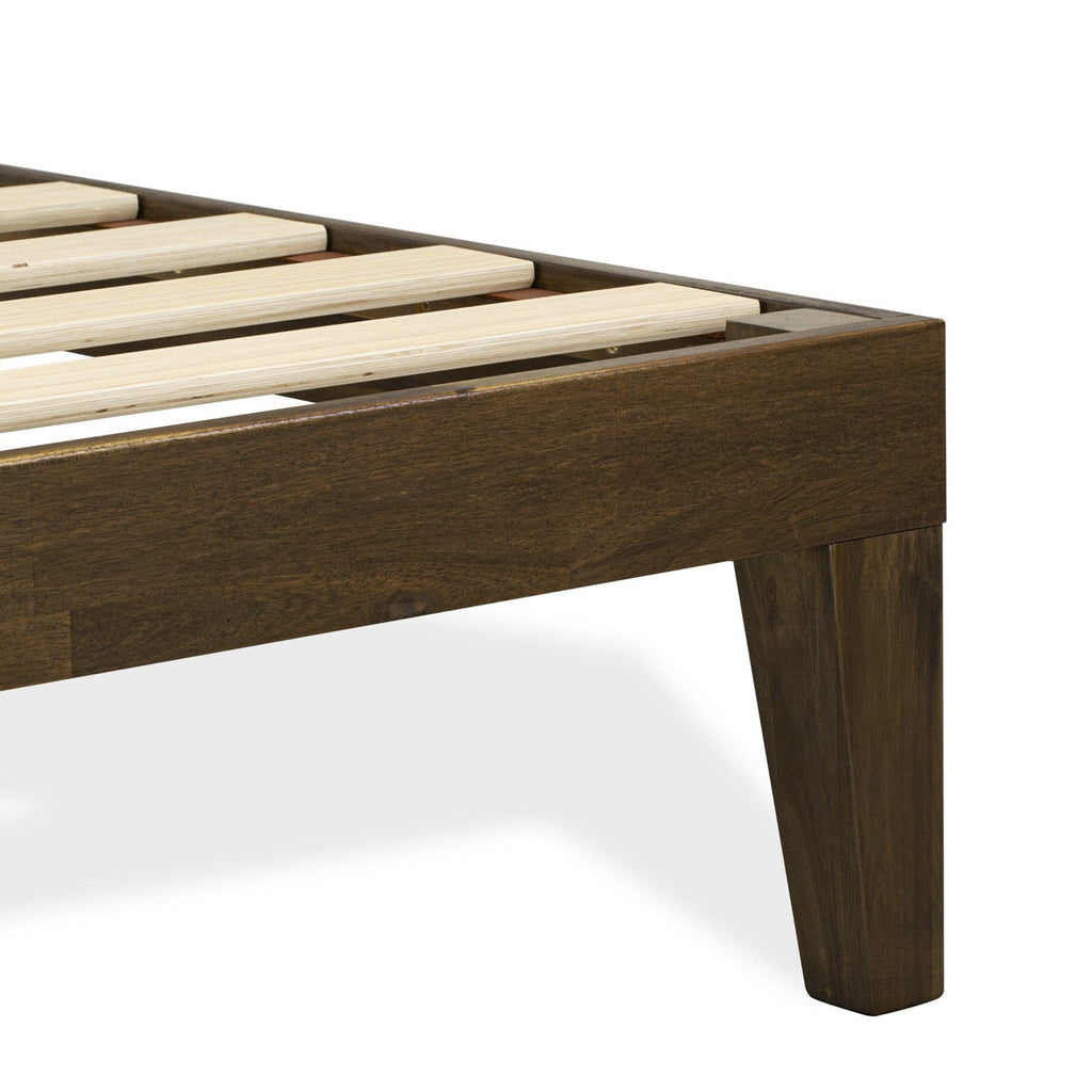 East West Furniture DNP-22-K King Size Platform Bed with 4 Solid Wood Legs and 2 Extra Center Legs - Walnut Finish