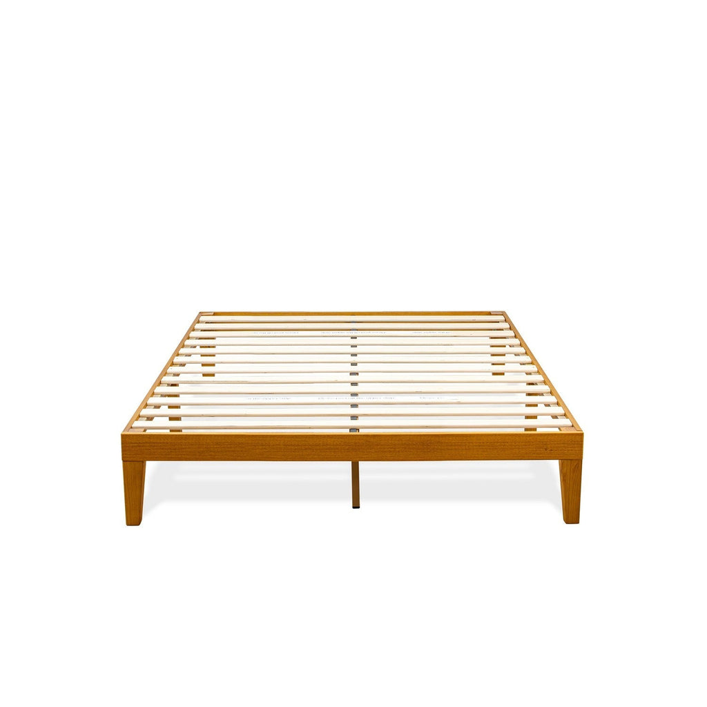 East West Furniture DNP-23-F - Cama de plataforma tamaño completo con 4 patas de madera maciza y 2 patas centrales adicionales - Acabado en roble
