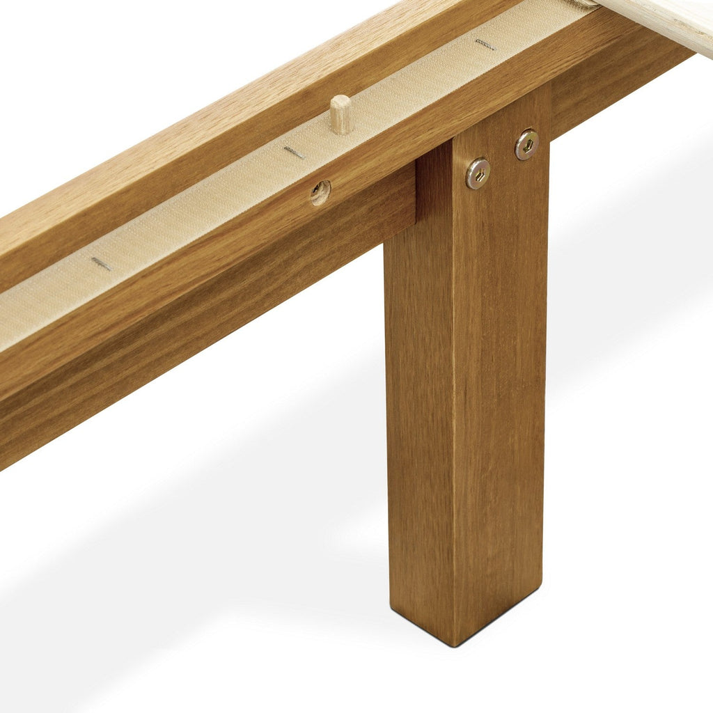 East West Furniture DNP-23-F - Cama de plataforma tamaño completo con 4 patas de madera maciza y 2 patas centrales adicionales - Acabado en roble