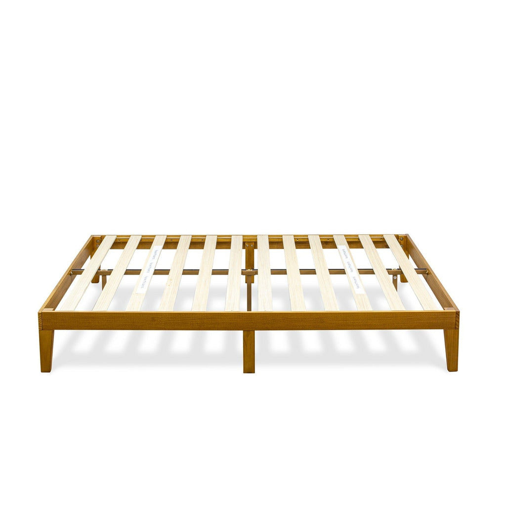 East West Furniture DNP-23-K King Size Platform Bed Frame with 4 Solid Wood Legs and 2 Extra Center Legs - Oak Finish