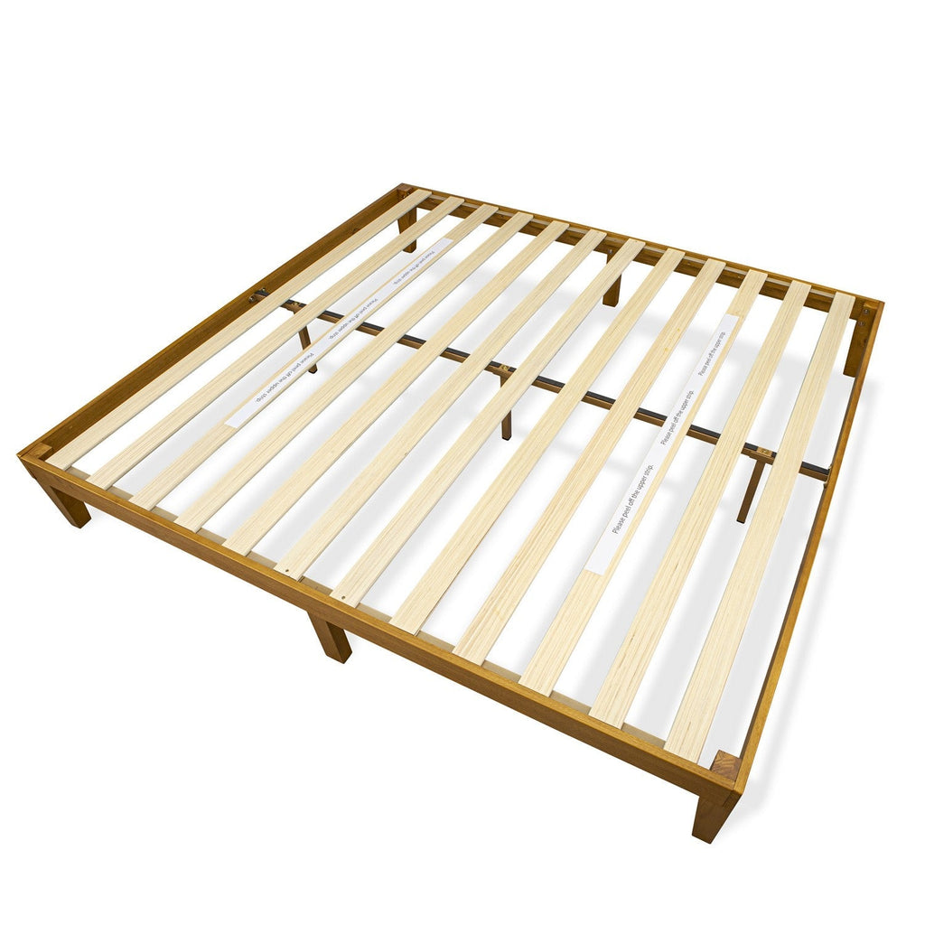East West Furniture DNP-23-K King Size Platform Bed Frame with 4 Solid Wood Legs and 2 Extra Center Legs - Oak Finish