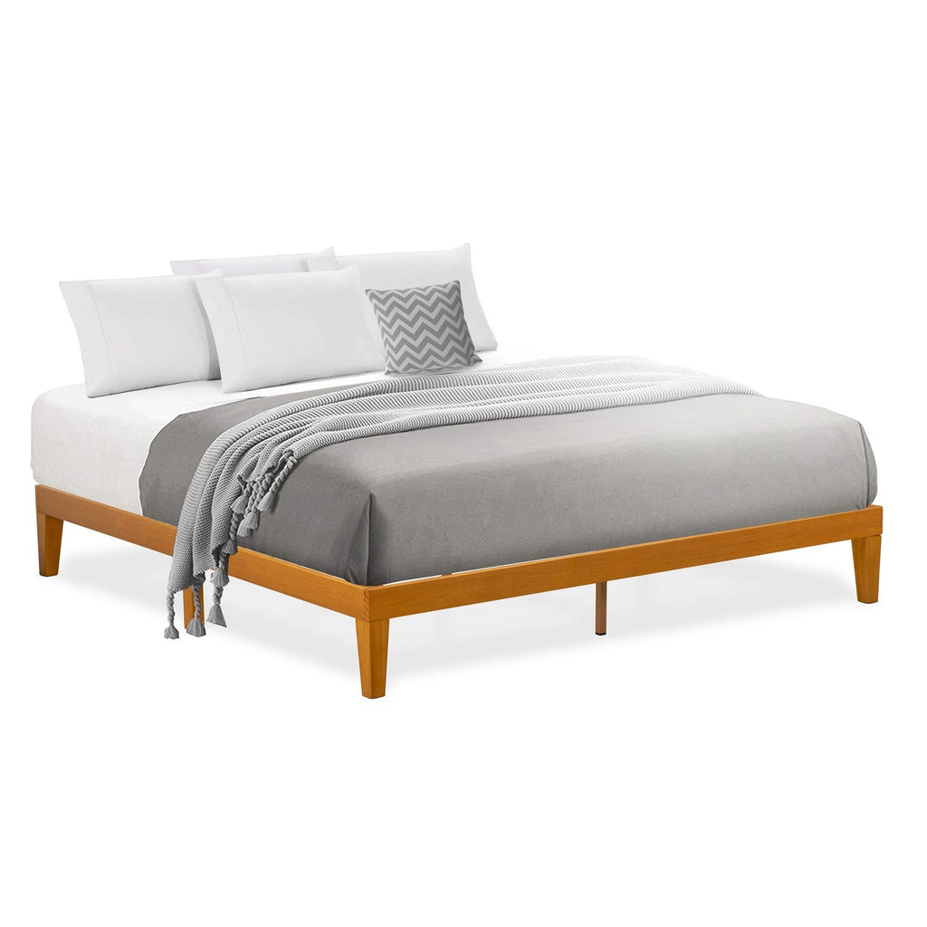 East West Furniture DNP-23-K King Size Platform Bed Frame with 4 Solid Wood Legs and 2 Extra Center Legs - Oak Finish