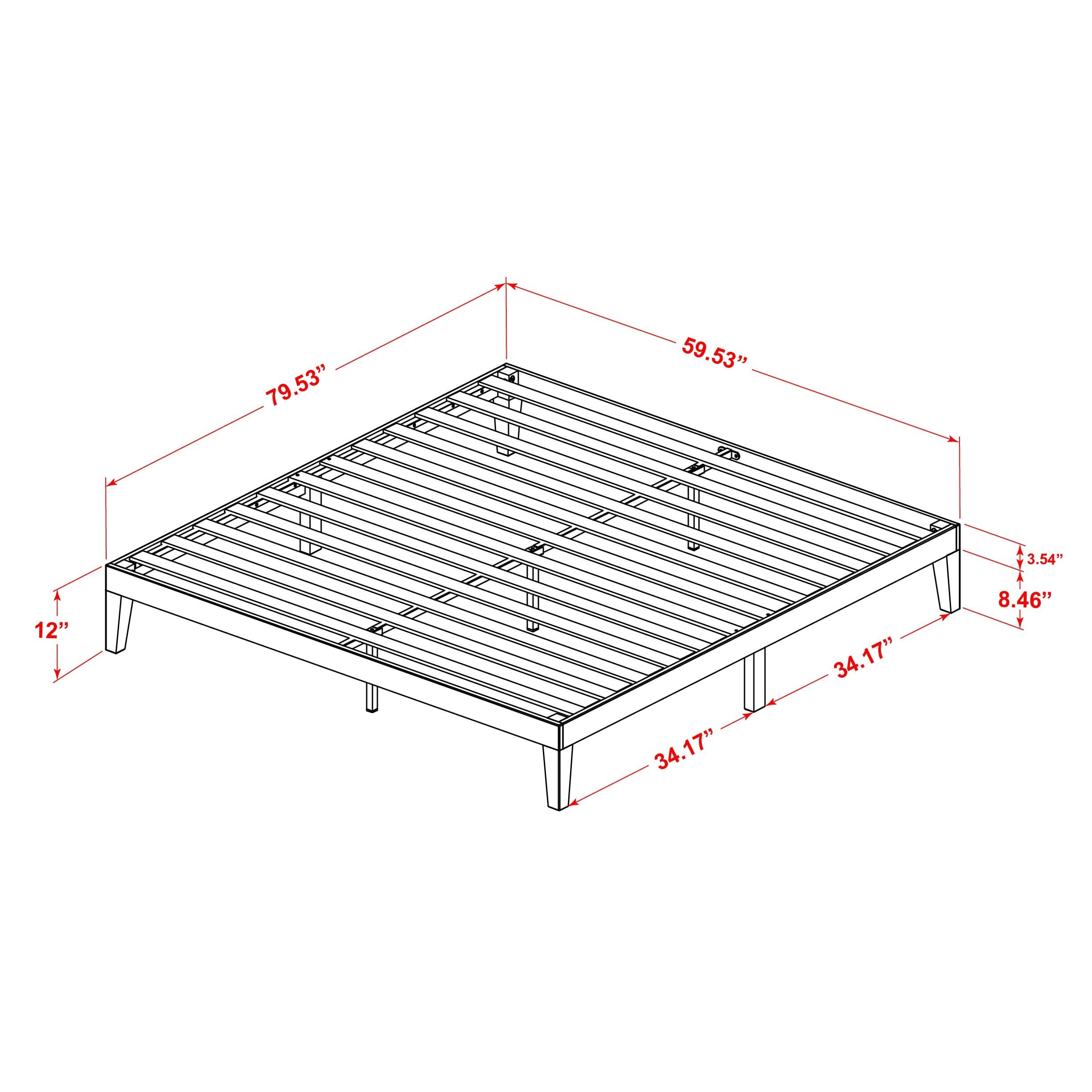 East West Furniture DNP-23-Q - Estructura de cama tamaño queen con 4 patas de madera noble y 2 patas centrales adicionales - Acabado en roble