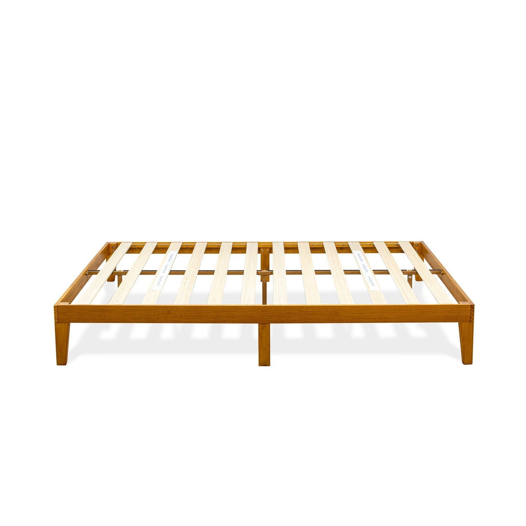 East West Furniture DNP-23-Q Queen Size Bed Frame with 4 Hardwood Legs and 2 Extra Center Legs - Oak Finish