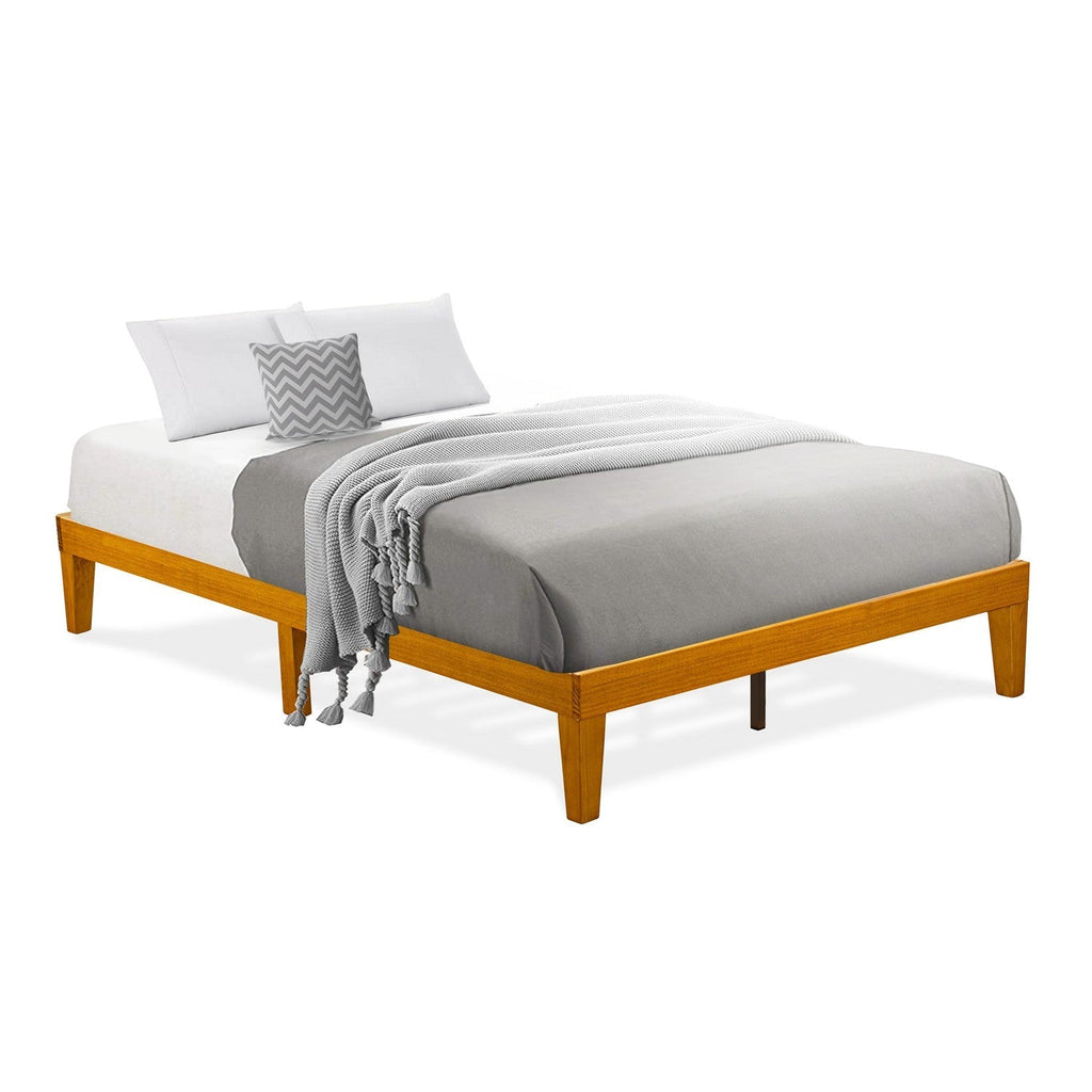 East West Furniture DNP-23-Q Queen Size Bed Frame with 4 Hardwood Legs and 2 Extra Center Legs - Oak Finish