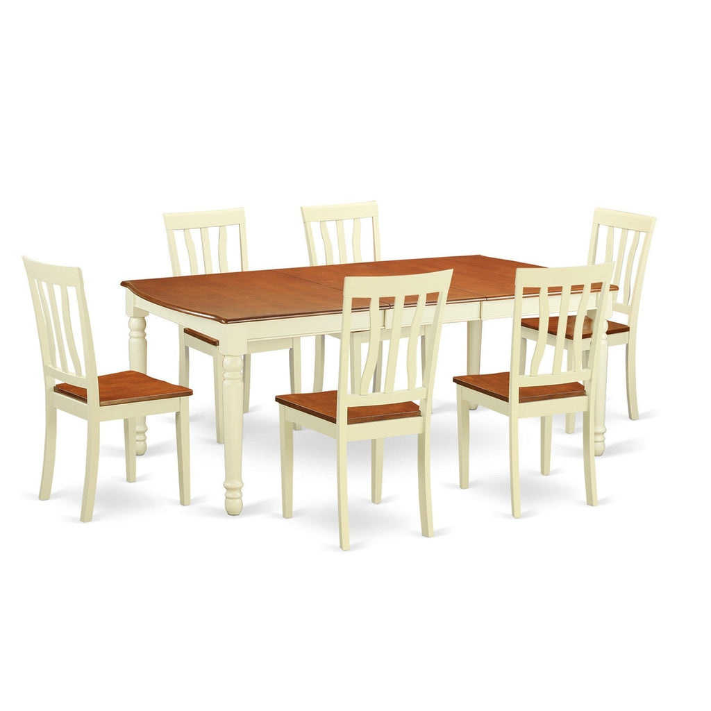 East West Furniture DOAN7-WHI-W 7 Piece Kitchen Table Set Consist of a Rectangle Dining Table with Butterfly Leaf and 6 Dining Room Chairs