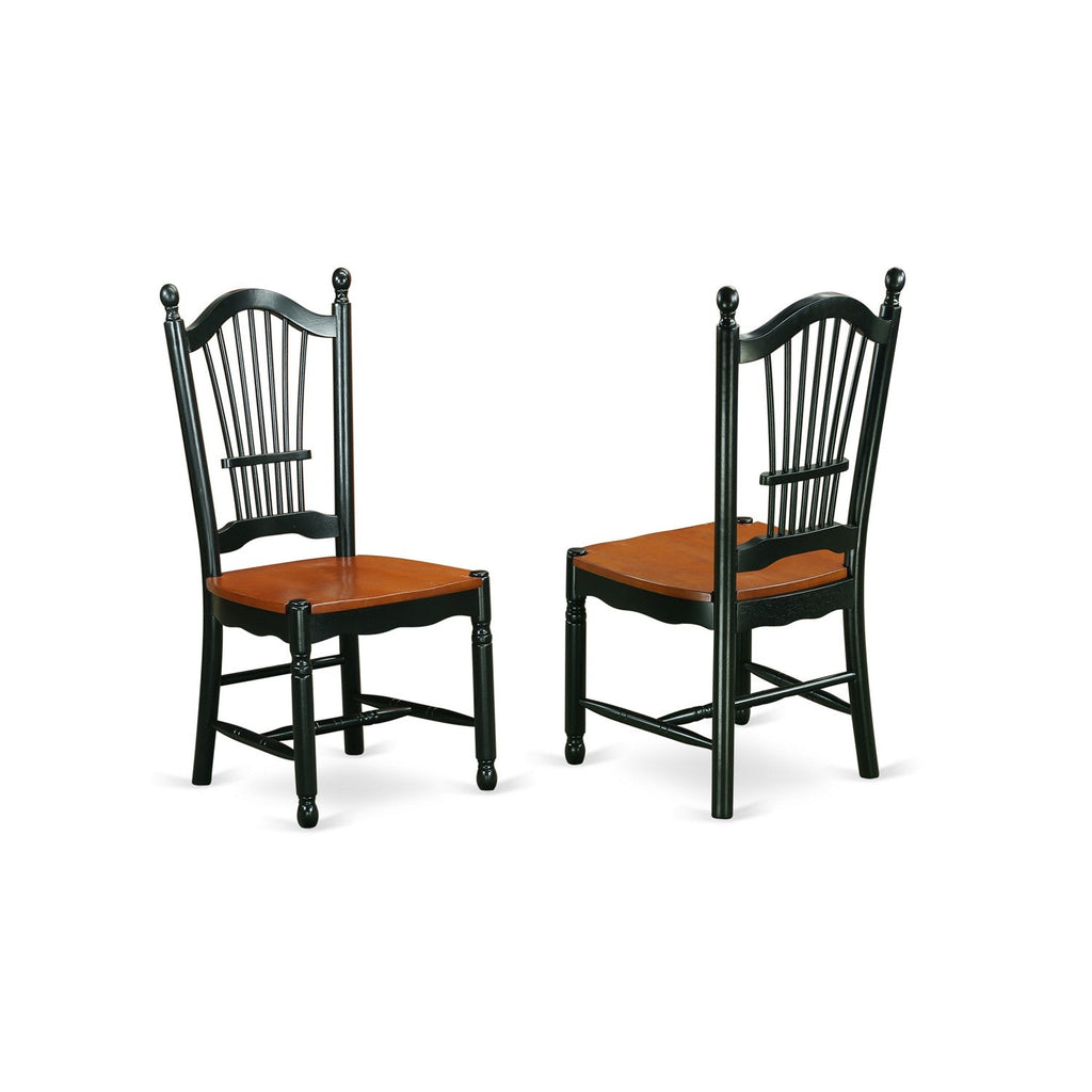 East West Furniture DOC-BCH-W Dover  Dining Chairs - Slat Back Wood Seat Kitchen Chairs, Set of 2, Black & Cherry