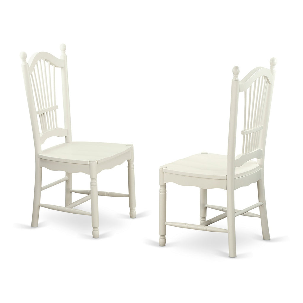 East West Furniture BODO5-WHI-W 5 Piece Dinette Set for 4 Includes a Round Dining Room Table and 4 Kitchen Dining Chairs, 42x42 Inch, Linen White