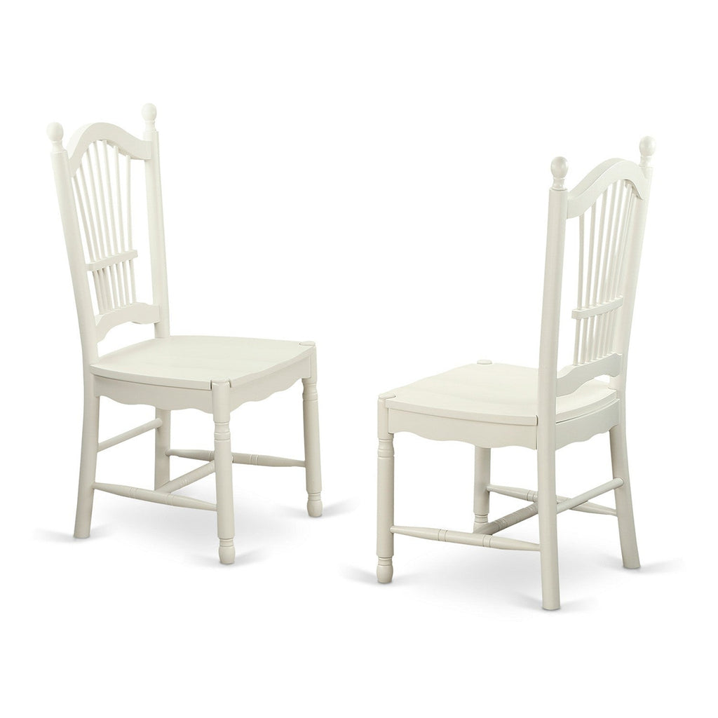 East West Furniture DOVE7-LWH-W 7 Piece Dining Table Set Consist of a Rectangle Dining Room Table with Butterfly Leaf and 6 Wooden Seat Chairs
