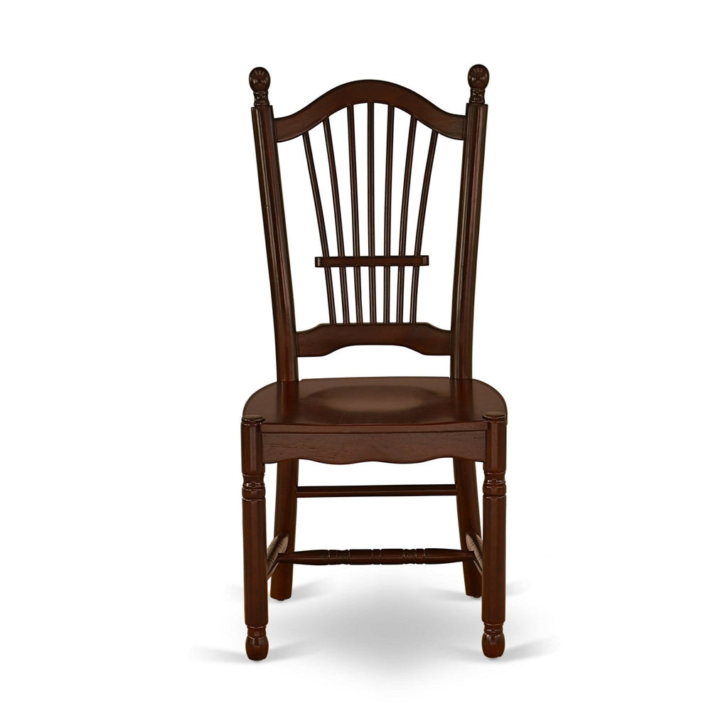 East West Furniture HLDO5-MAH-W 5 Piece Kitchen Table & Chairs Set Includes a Round Dining Table with Pedestal and 4 Dining Room Chairs