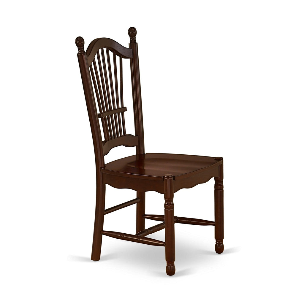 East West Furniture DOC-MAH-W Dover  Kitchen Dining Chairs - Slat Back Wood Seat Chairs, Set of 2, Mahogany