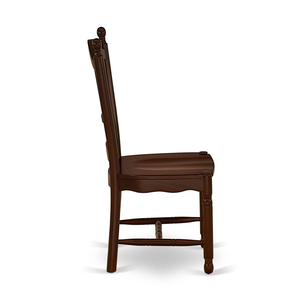 El juego de mesa de comedor de 5 piezas East West Furniture MZDO5-MAH-W incluye una mesa de cocina rectangular con alas abatibles y 4 sillas de comedor.