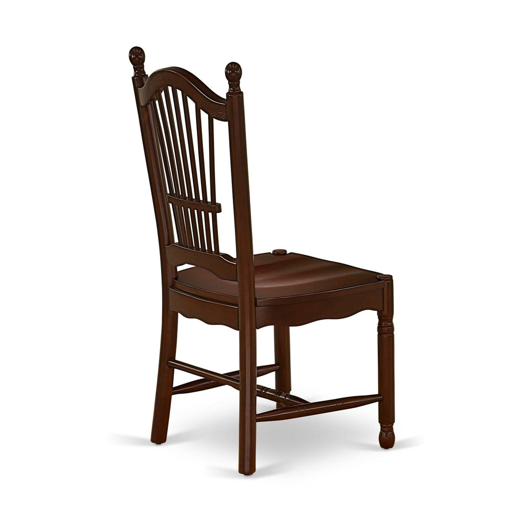 East West Furniture DOC-MAH-W Dover  Kitchen Dining Chairs - Slat Back Wood Seat Chairs, Set of 2, Mahogany