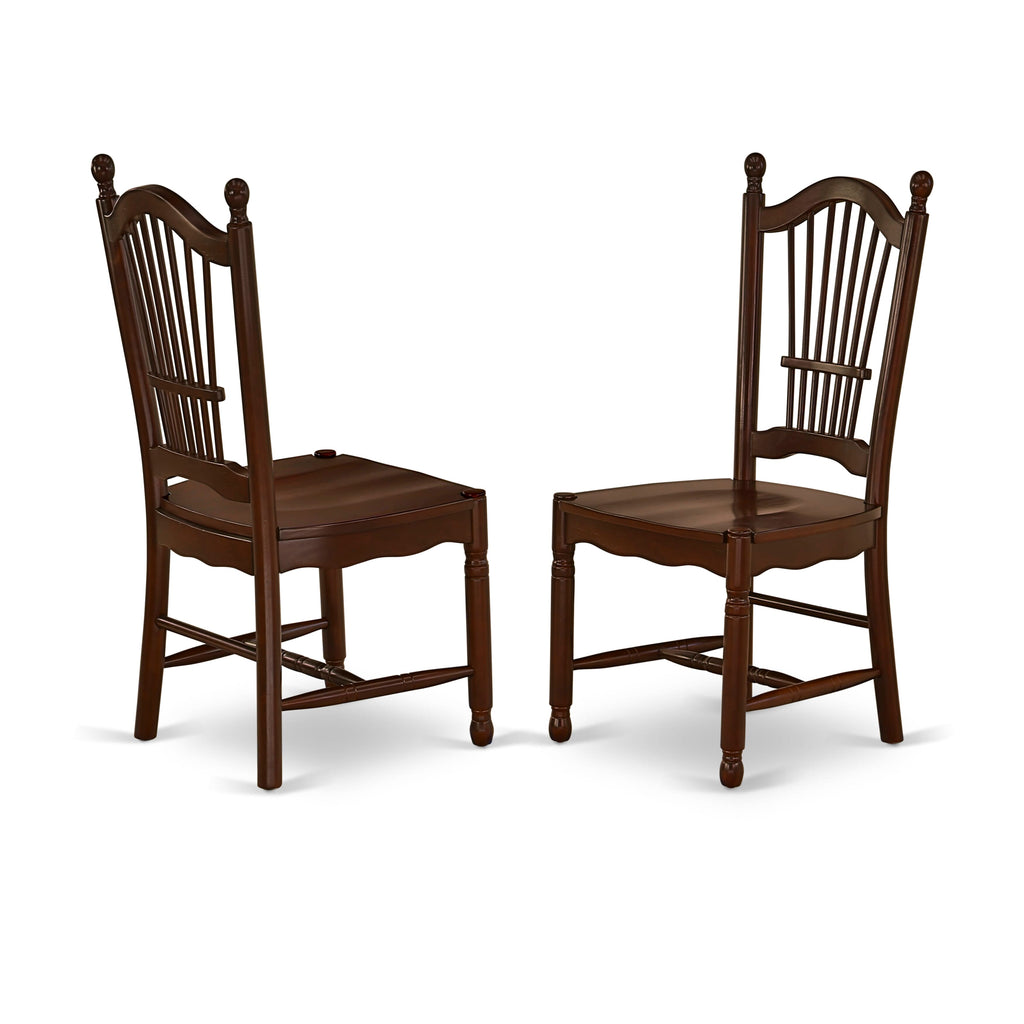 East West Furniture NDDO5-MAH-W 5 Piece Dining Set Includes a Rectangle Dining Room Table with Dropleaf and 4 Wood Seat Chairs