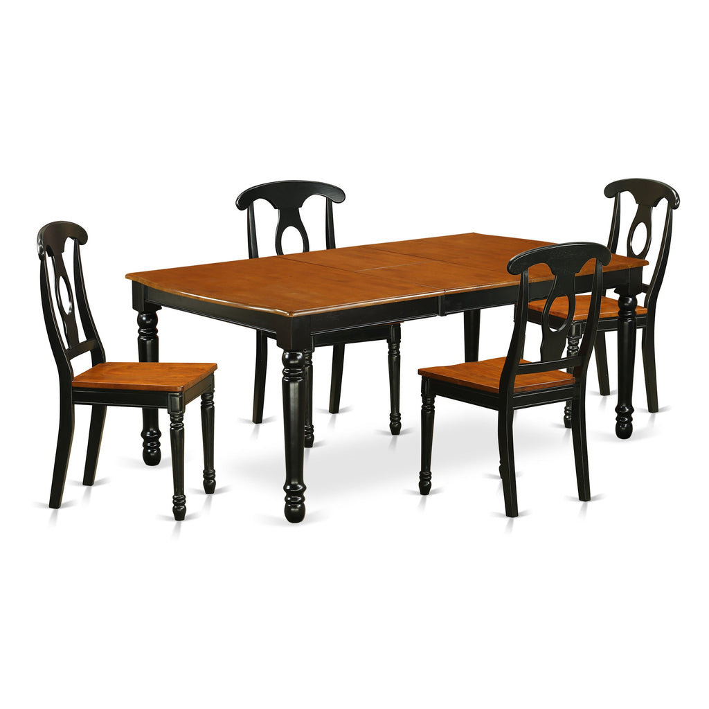 East West Furniture DOKE5-BCH-W 5 Piece Dining Room Furniture Set Includes a Rectangle Kitchen Table with Butterfly Leaf and 4 Dining Chairs