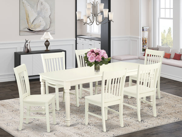 East West Furniture DONO7-LWH-W 7 Piece Dining Set Consist
