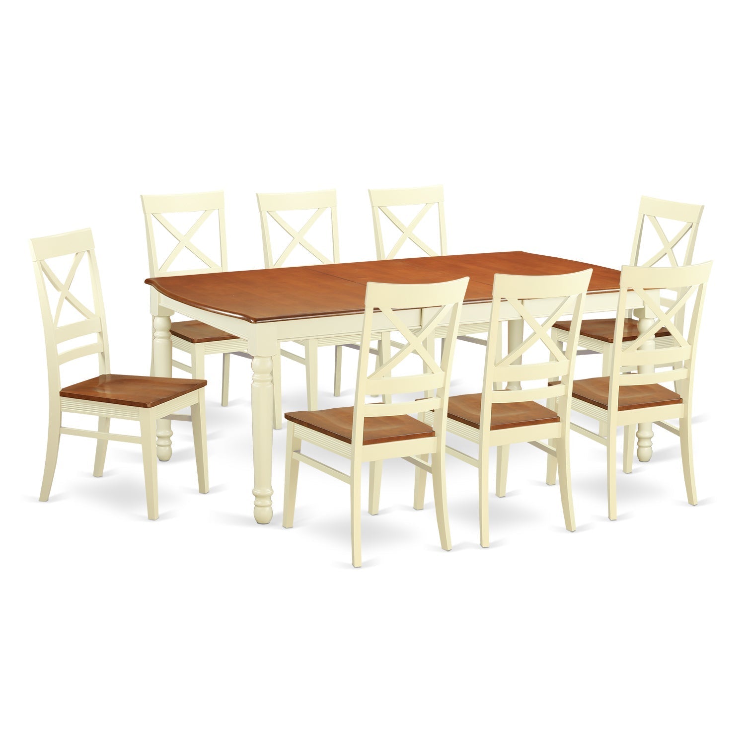 DOQU9-WHI-W 9 Pc Dining room set -Table and 8 Dining Chairs