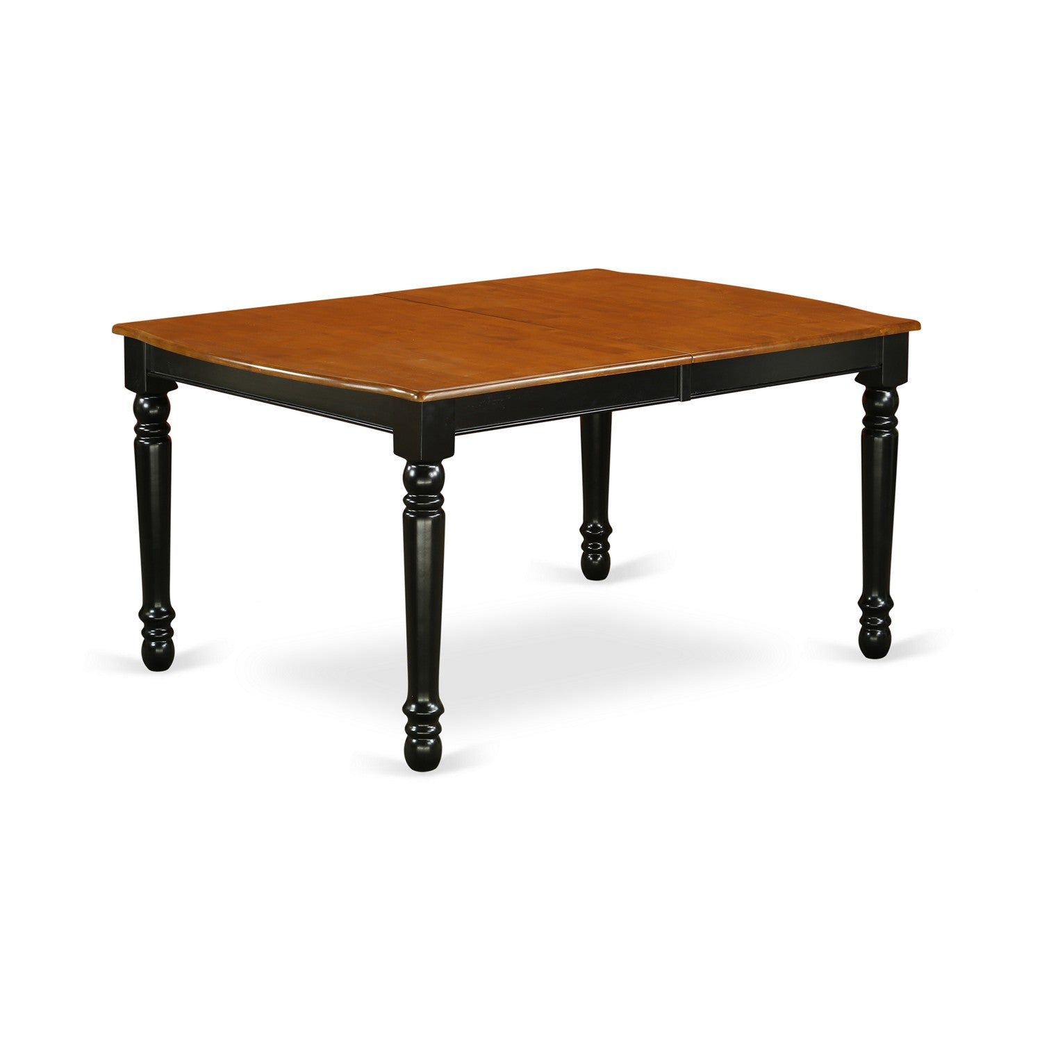 Juego de comedor de 7 piezas East West Furniture DOKE7-BCH-LC compuesto por una mesa rectangular de madera con diseño de hojas de mariposa y 6 sillas tapizadas en piel sintética.