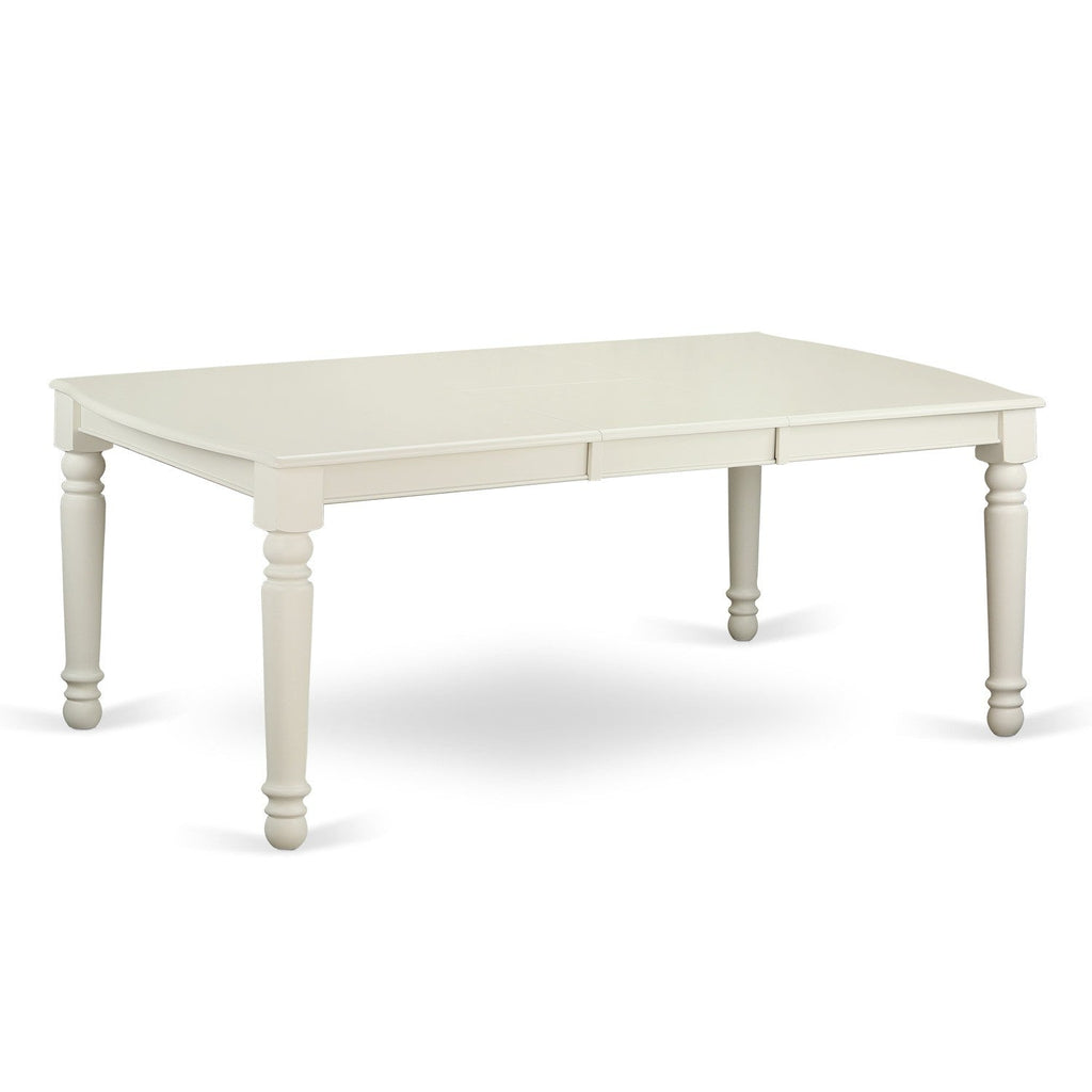East West Furniture DOVE7-LWH-W 7 Piece Dining Table Set Consist of a Rectangle Dining Room Table with Butterfly Leaf and 6 Wooden Seat Chairs