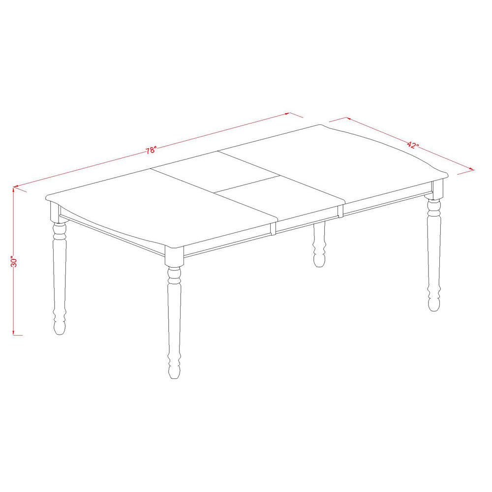 Mesa de cocina moderna Dover DOT-LWH-T de East West Furniture: una mesa de comedor rectangular con superficie de hoja de mariposa y patas elegantes