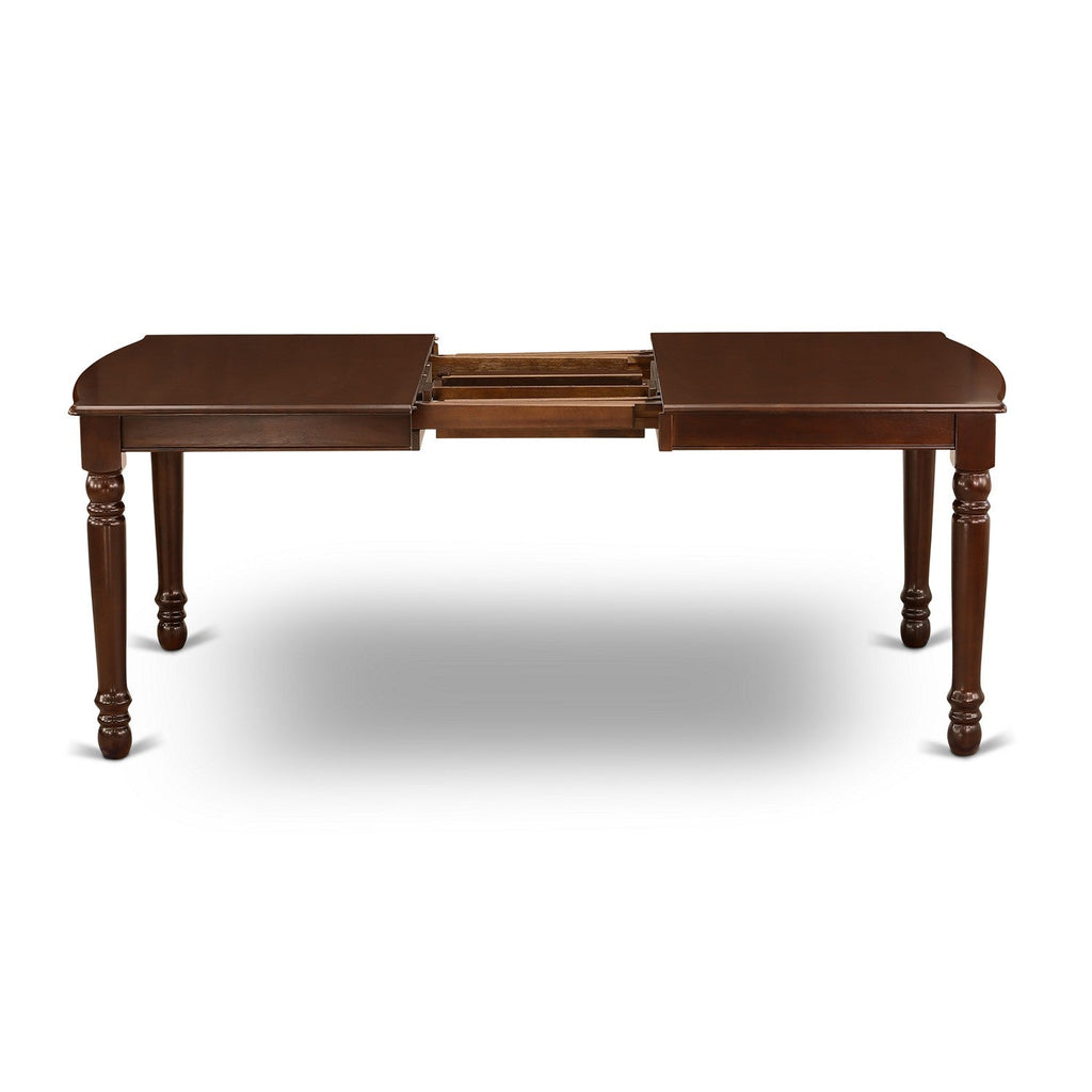 East West Furniture DONO9-MAH-C 9 Piece Dining Table Set Includes a Rectangle Dining Room Table with Butterfly Leaf and 8 Linen Fabric Upholstered Chairs