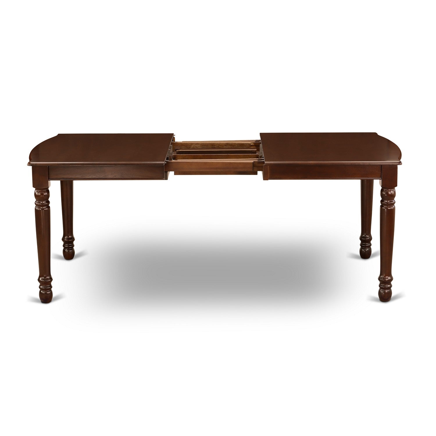 DOML7-MAH-LC 7Pc Rectangular 60/78 Inch Dining Room Table With 18 In Leaf And 6 Kitchen Faux Leather Seat Chairs