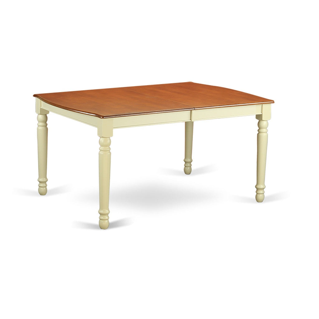 East West Furniture DOKE7-WHI-W 7 Piece Kitchen Table & Chairs Set Consist of a Rectangle Dining Room Table with Butterfly Leaf and 6 Solid Wood Seat Chairs